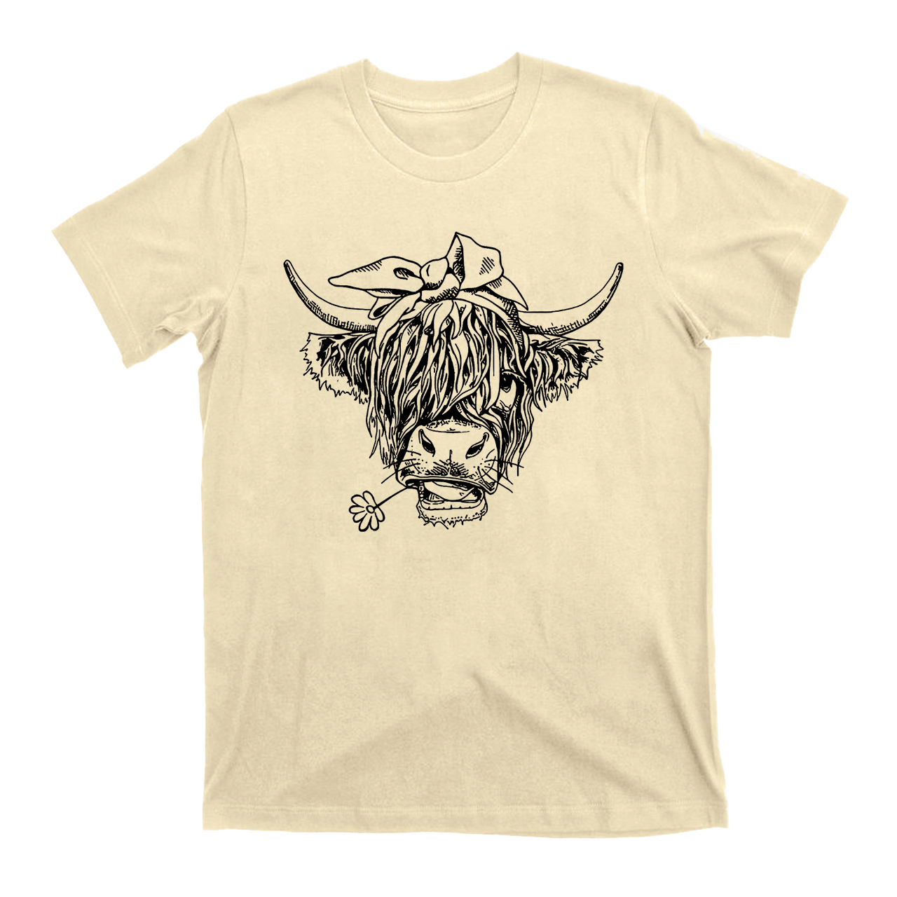 Holding a Daisy in Highland Cow Mouth T-Shirts