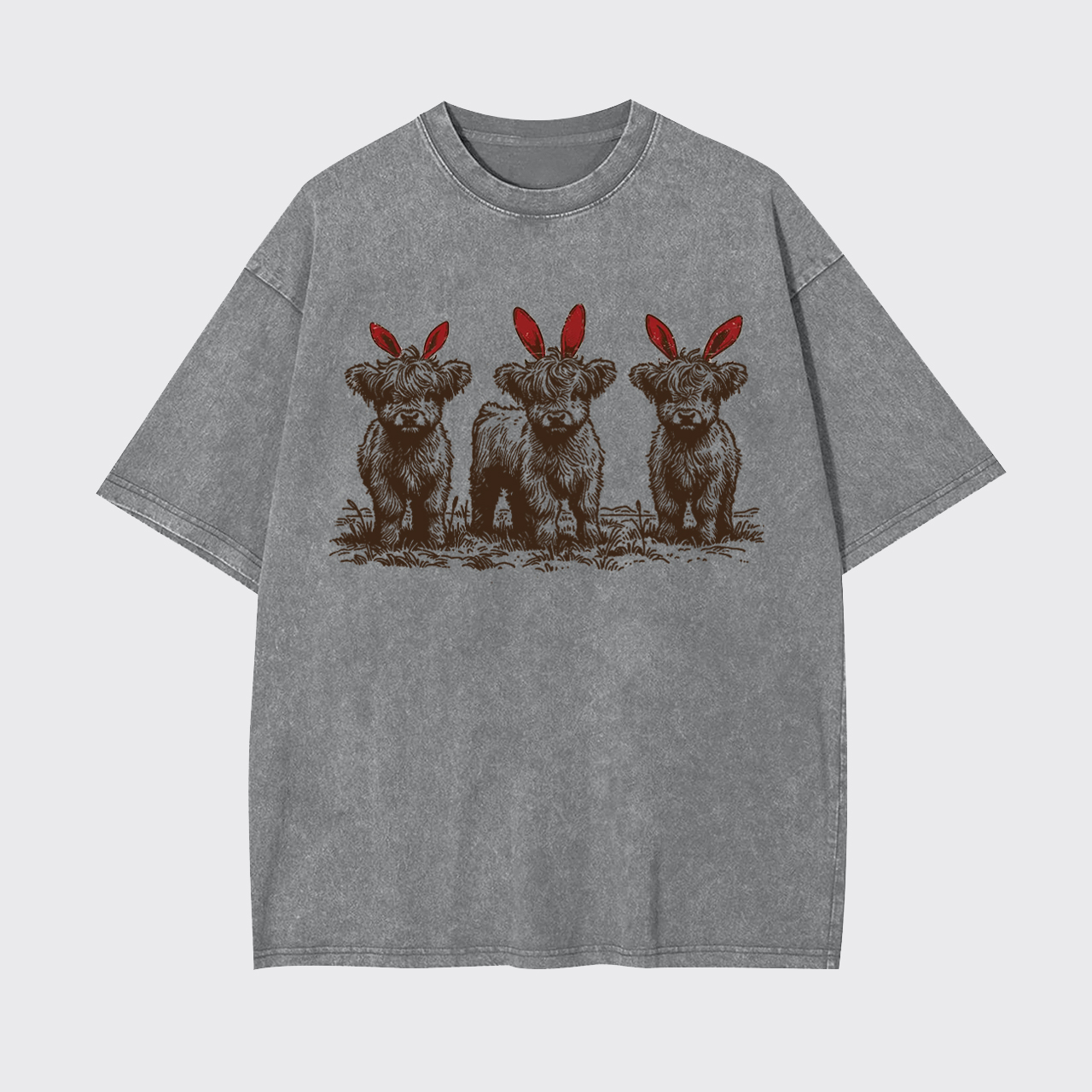 Western Easter Highland Cow Garment-dye Tees