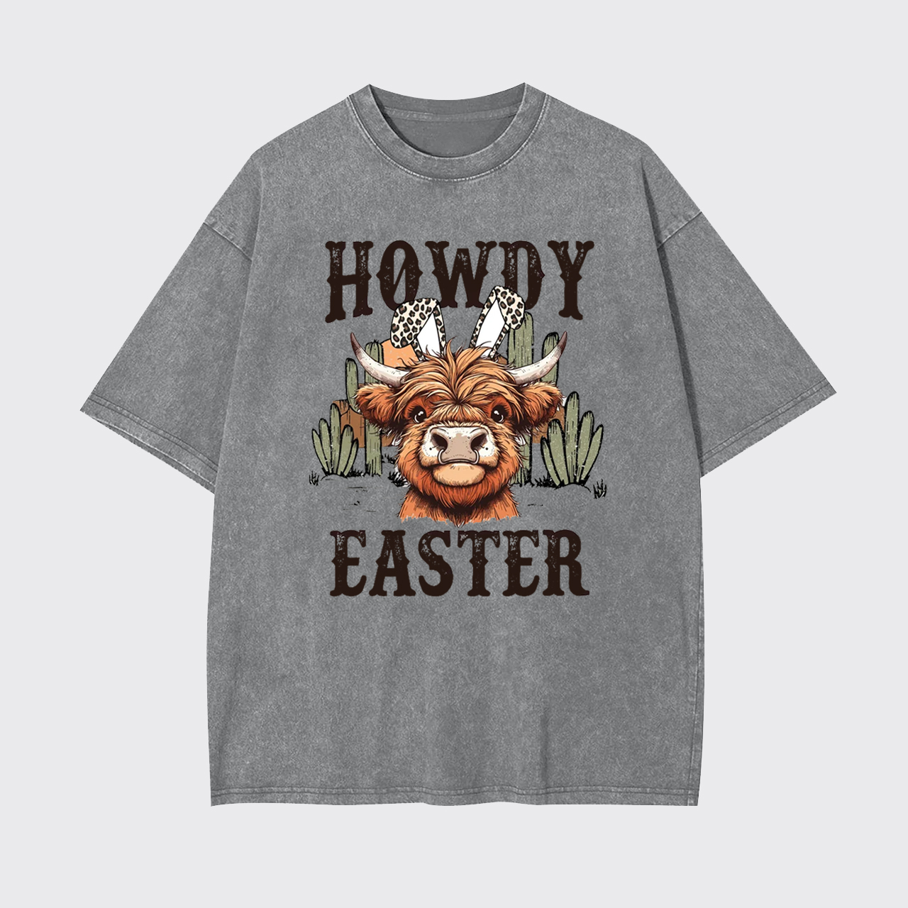 Cute Highland Cow Easter Garment-dye Tees