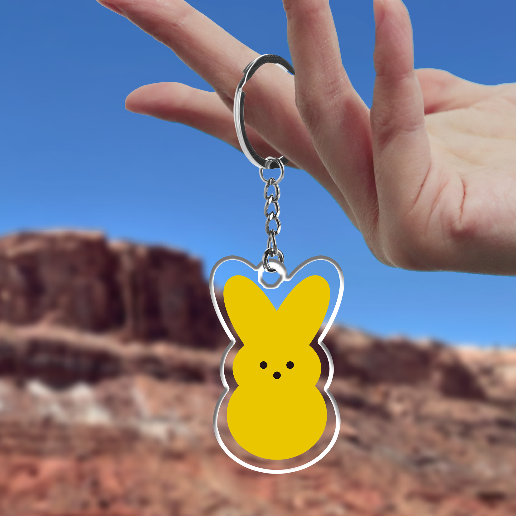 Peep Bunny Keychain