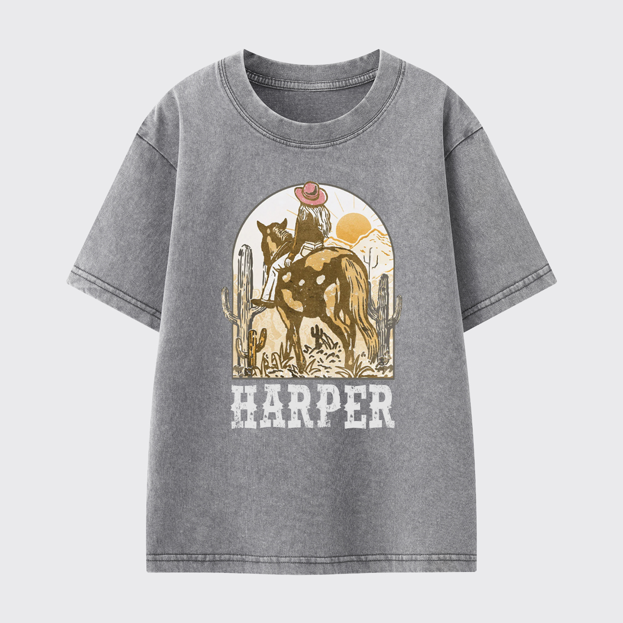 Personalized Pink Cowgirl Washed Toddler T-shirt