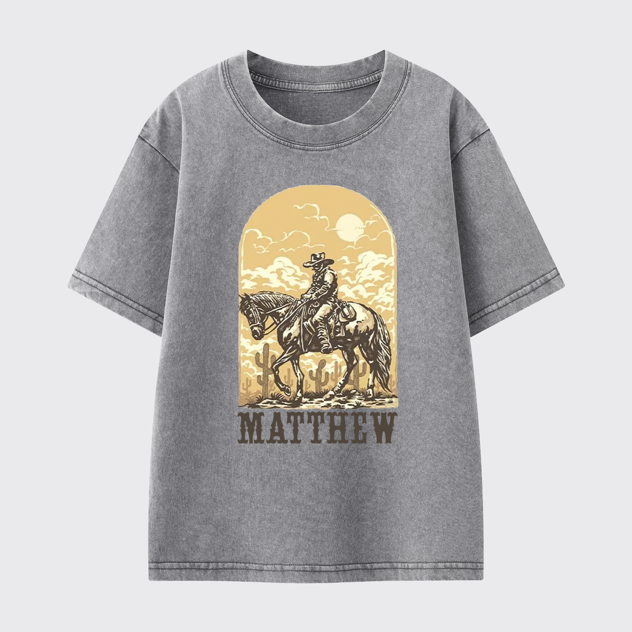 Personalized Cowboy Kids Washed Toddler T-shirt