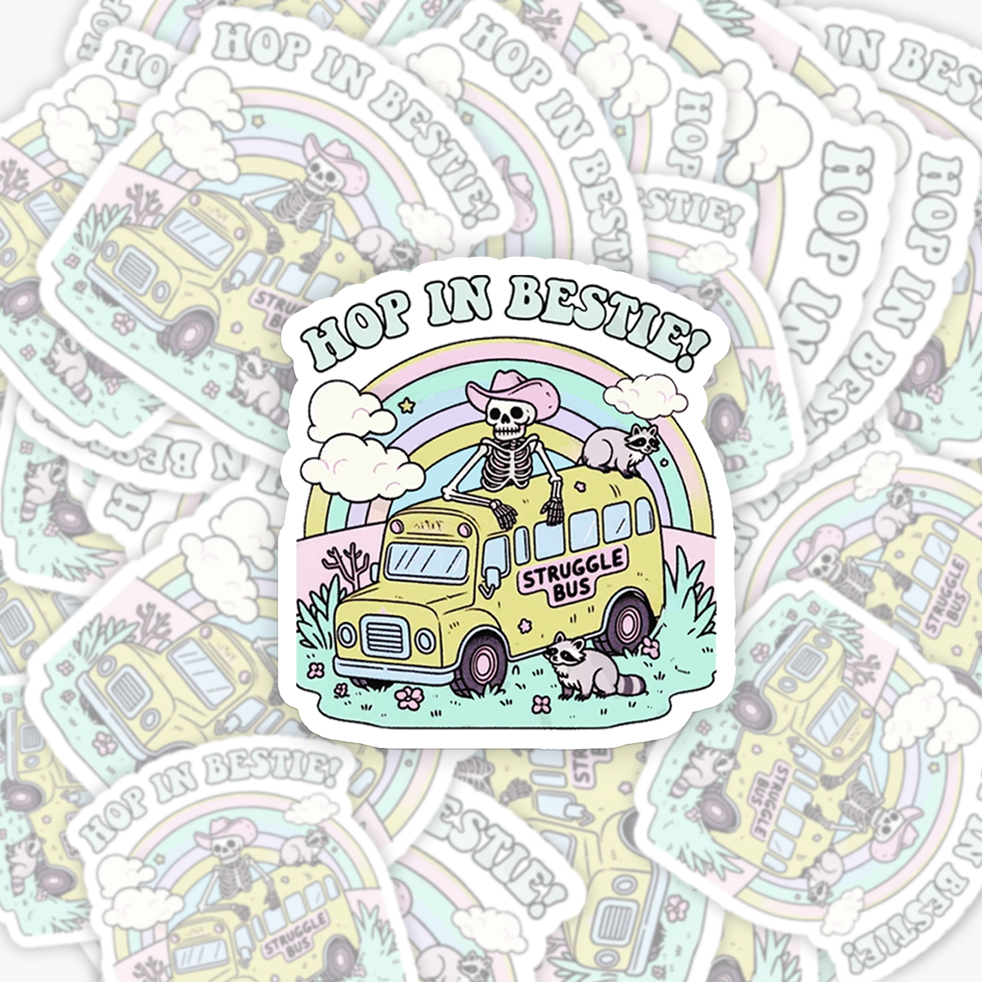 Mental Health-Struggle Bus Hop In Bestie Sticker 