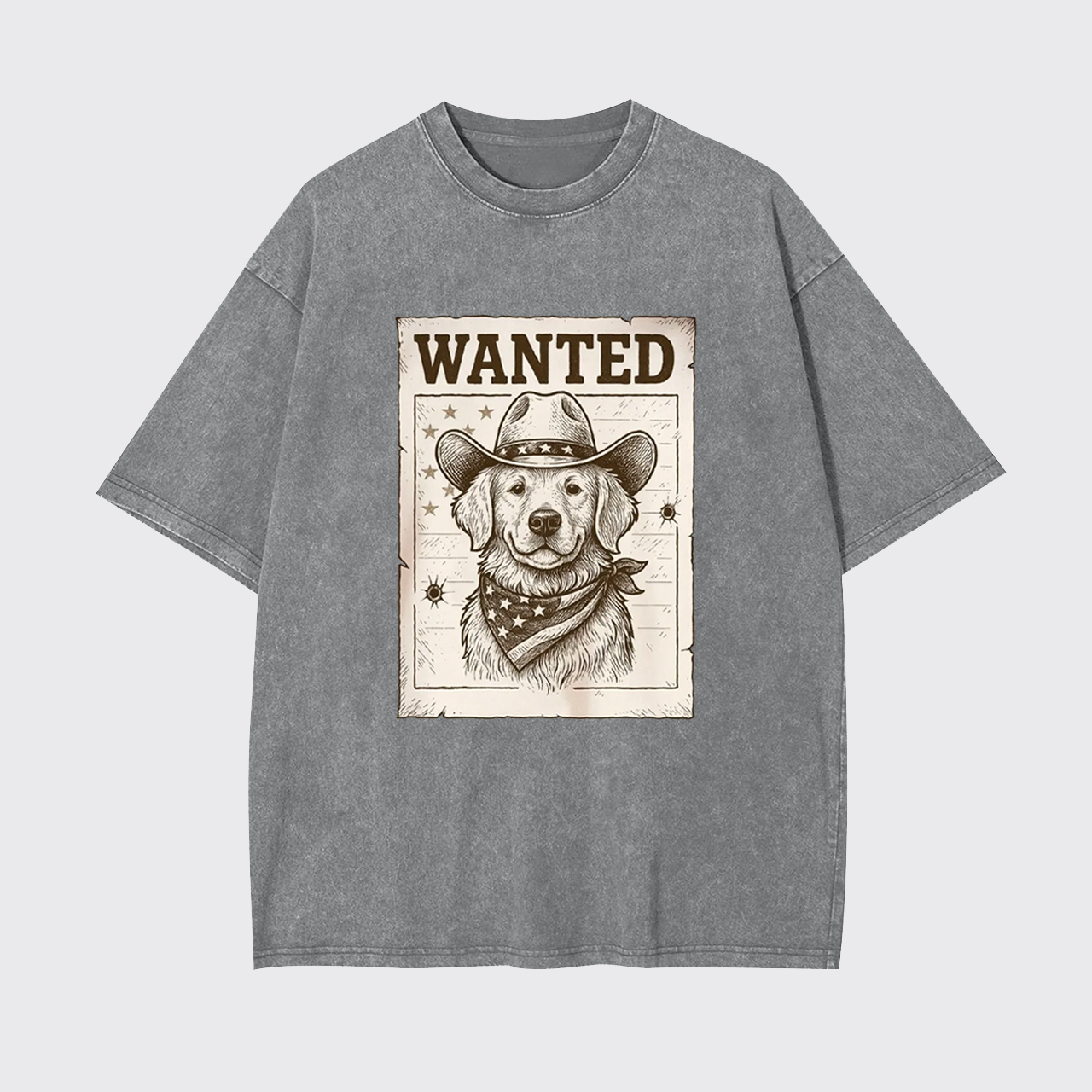 Wanted Poster Cowboy Dog Garment-dye Tees