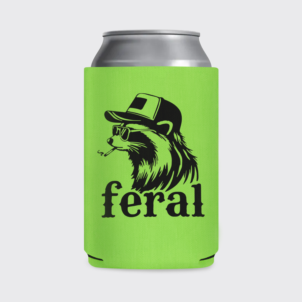 Feral Cowboy Raccoon Koozie