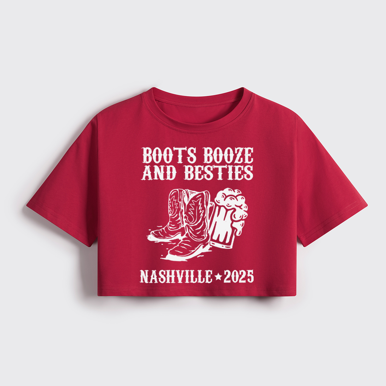Boots Booze And Besties Cropped Boxy Tee