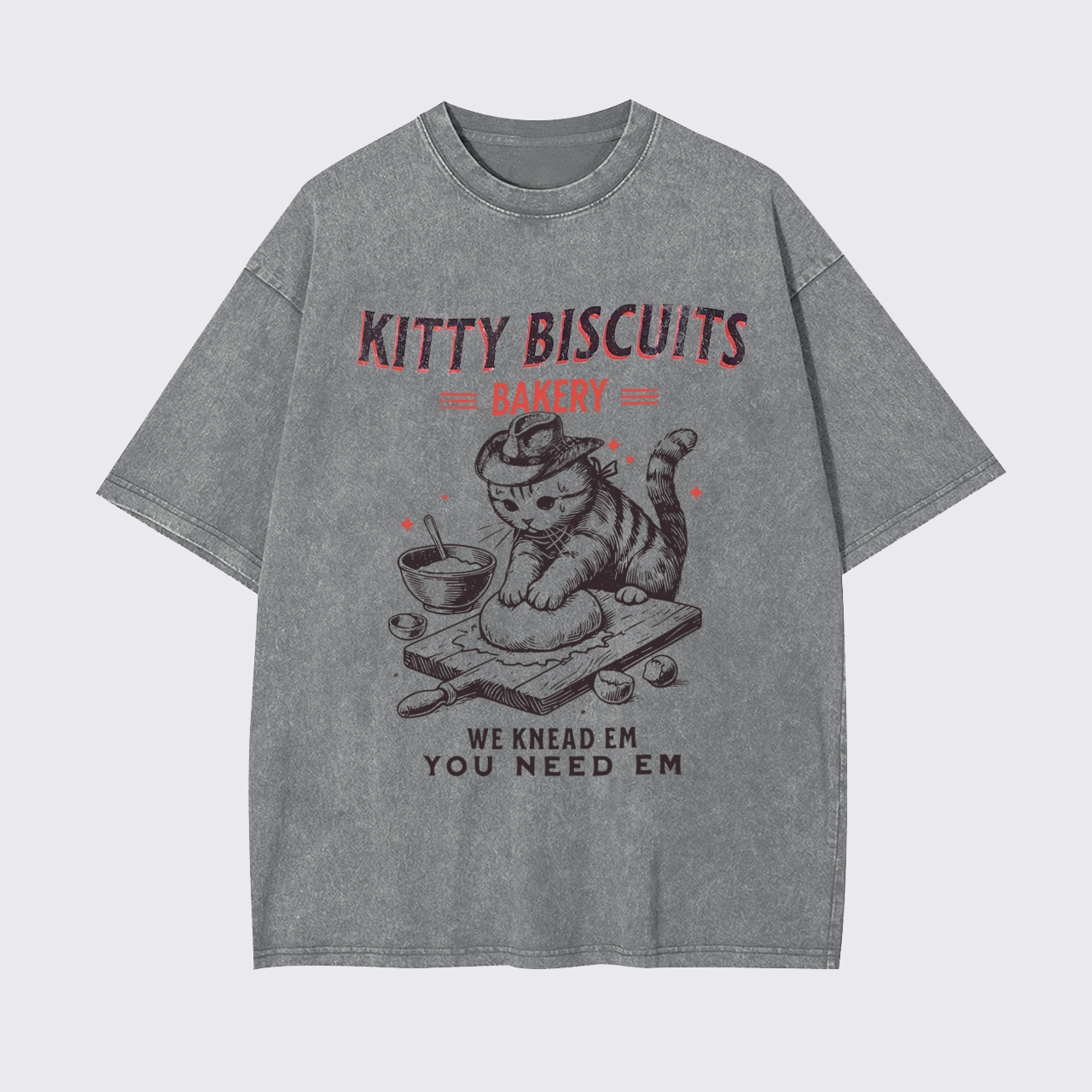 Funny Cat Biscuits Bakery Garment-dye Tees