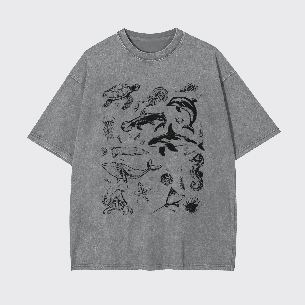 Sea Animal 90s Retro Garment-dye Tees