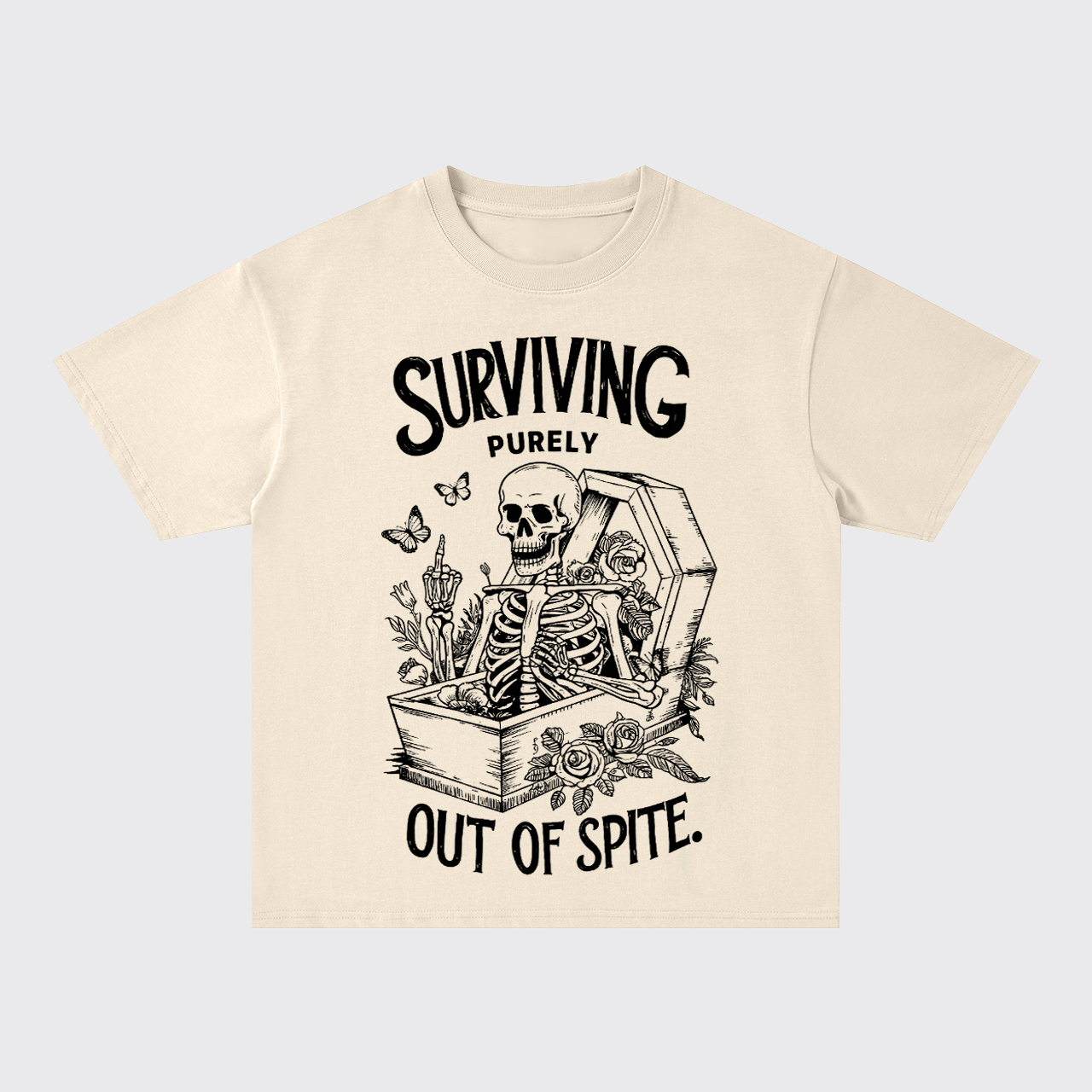 Surviving Purely Out Of Spite Skeleton Oversize T-Shirts