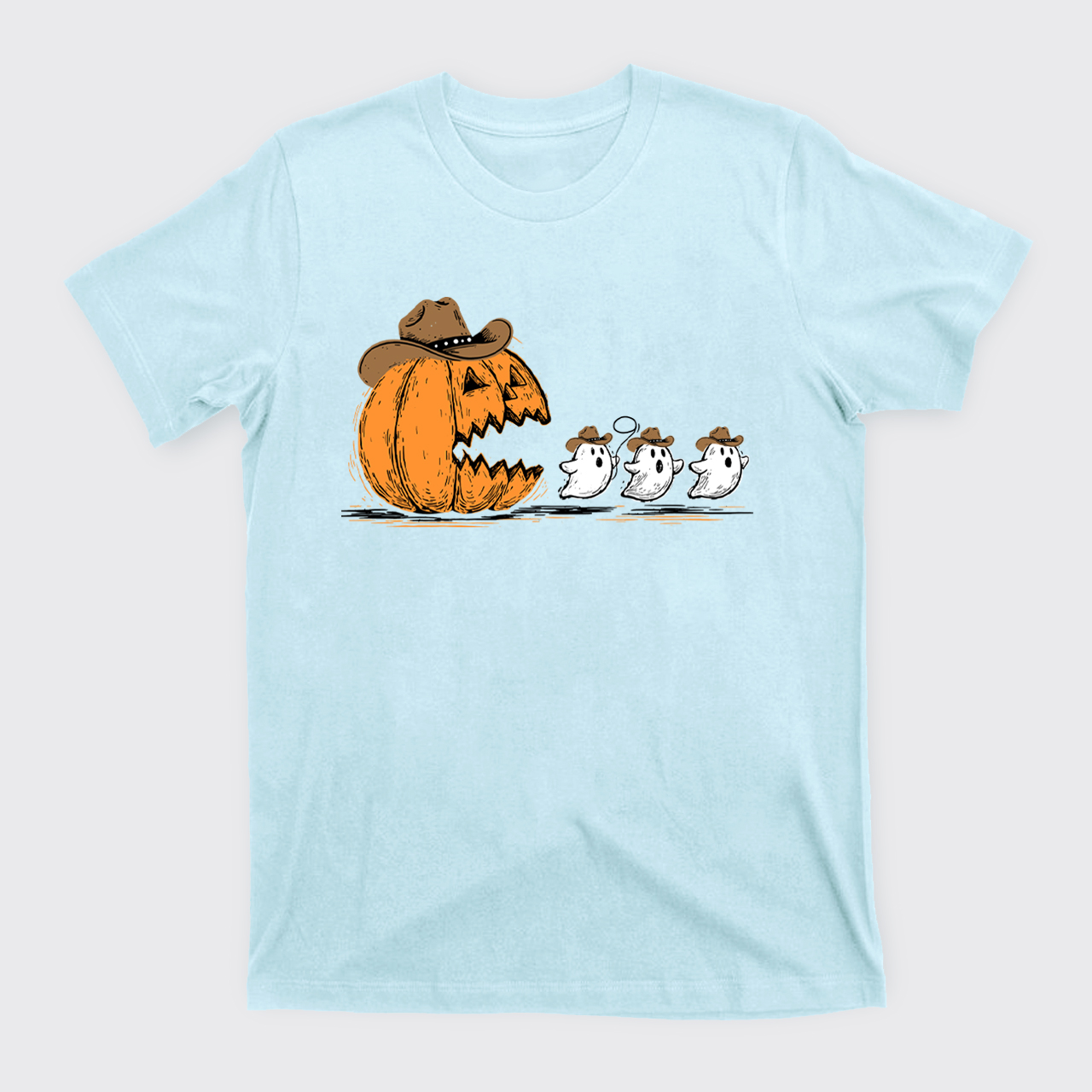 Spooky Halloween Pumpkin Chasing Ghost T-Shirts