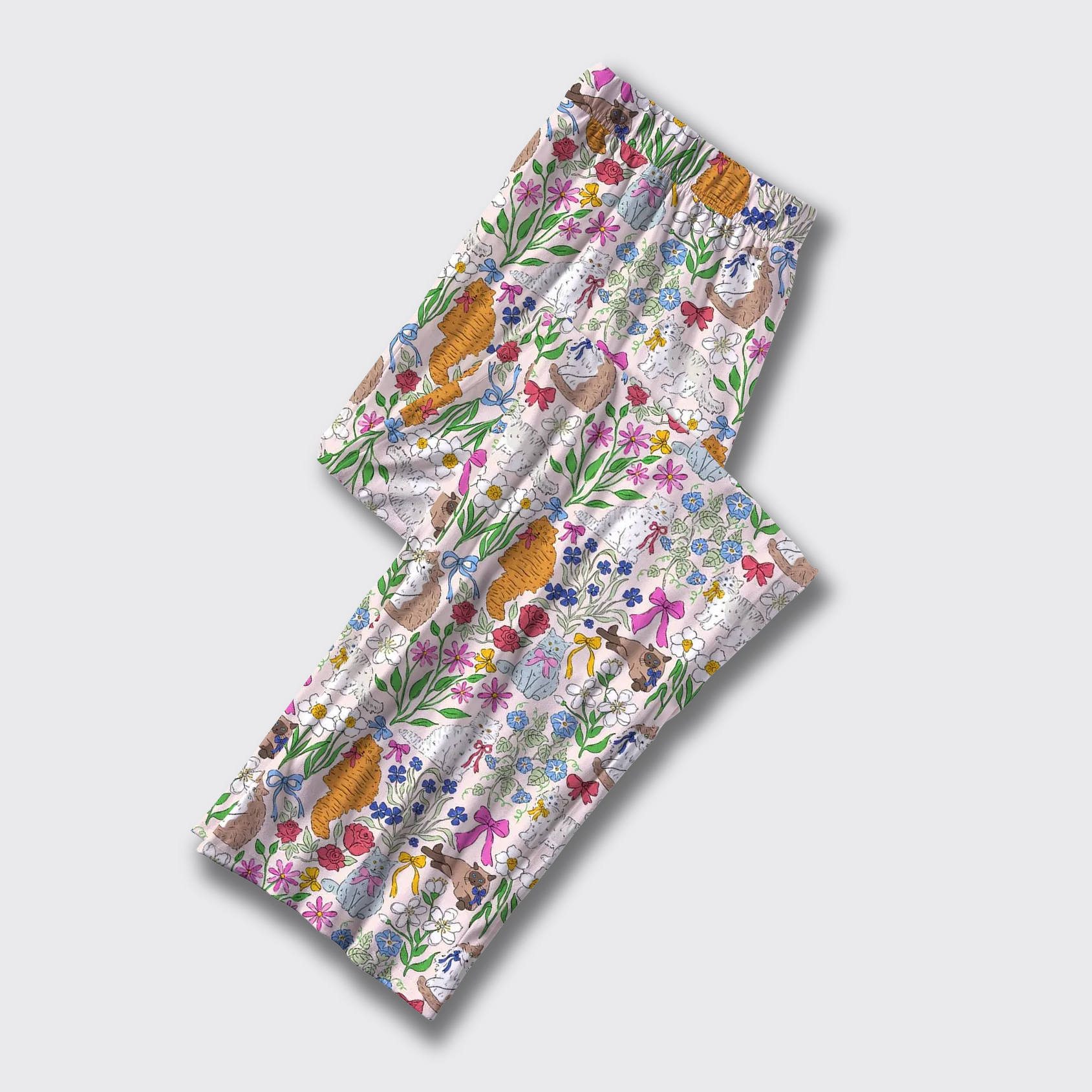 Colorful Garden Cats Pajama Pants