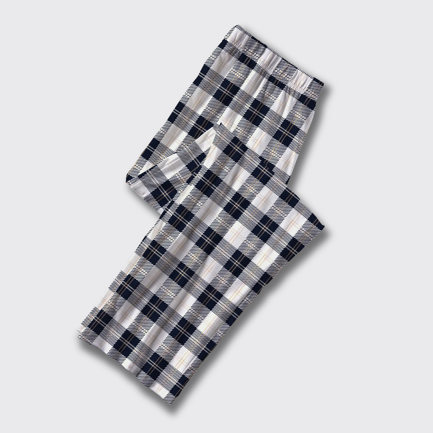 Navy and White Plaid Pajama Pants