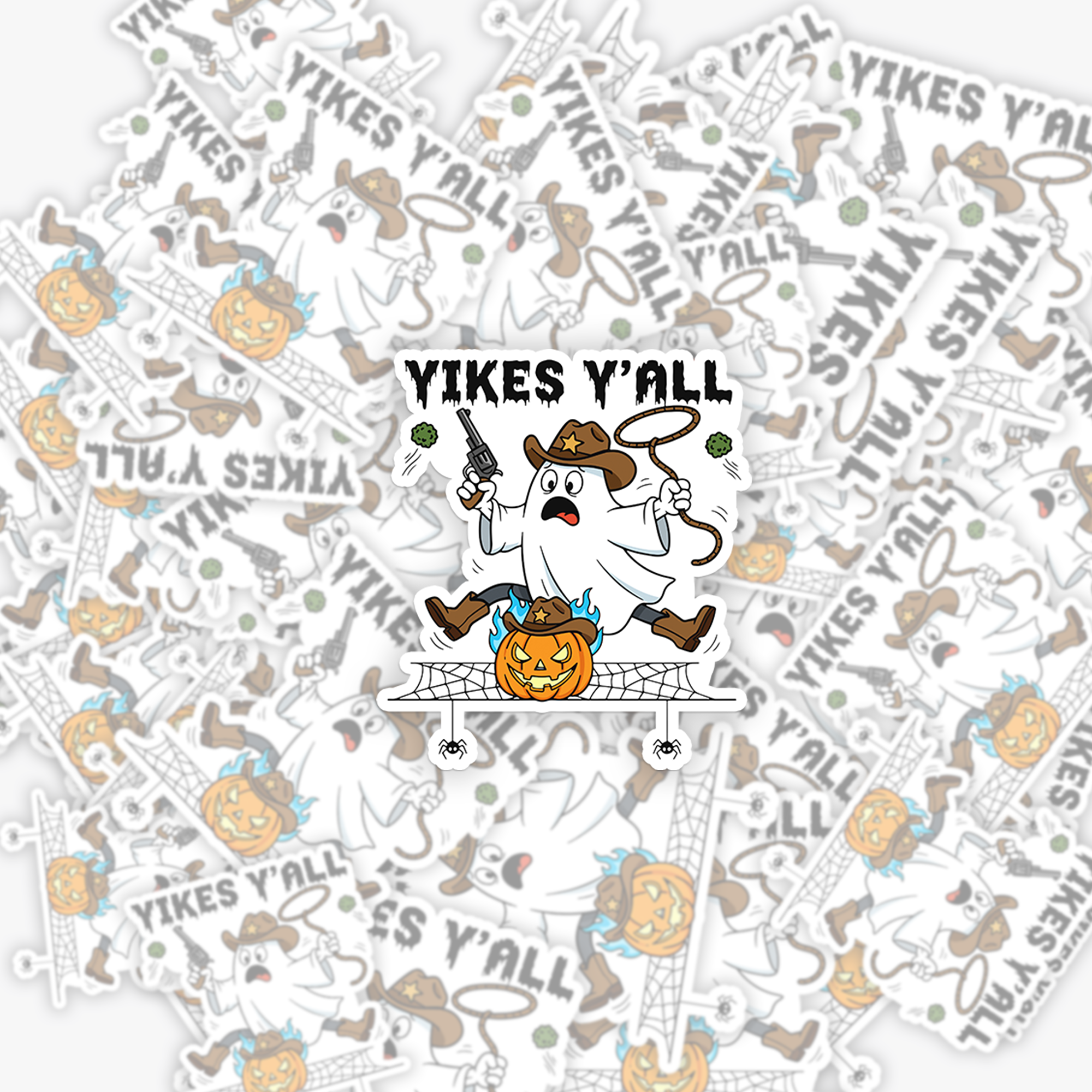 Cowboy Ghost with Pumpkin_Cowboybay Sticker