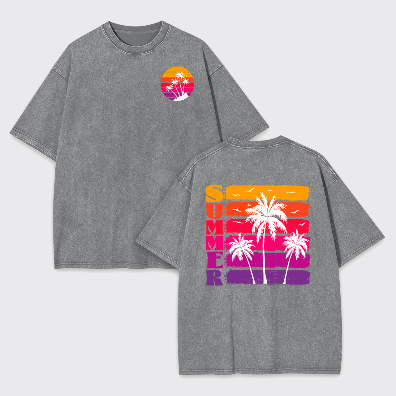 Palm Trees And Sunset Garment-dye Tees