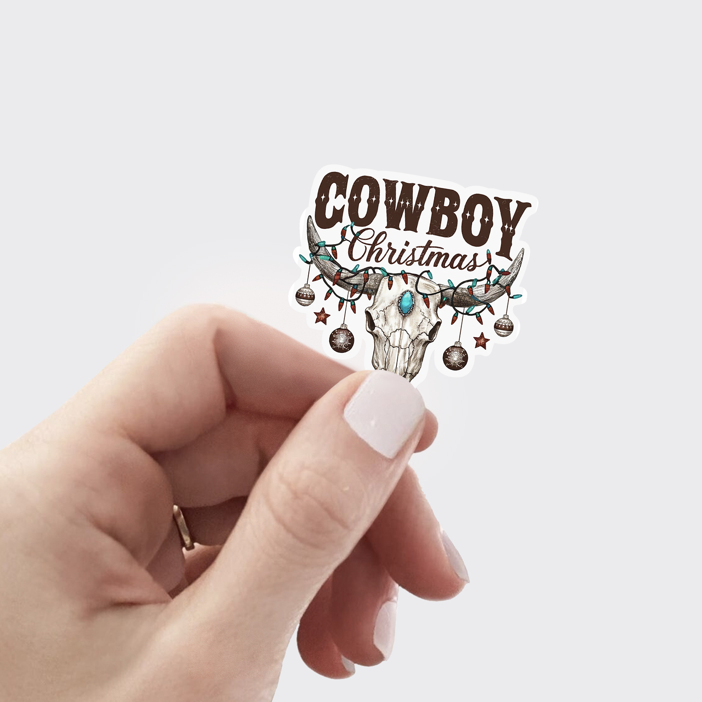 Cowboy Christmas with Bull Skull_Cowboybay Sticker