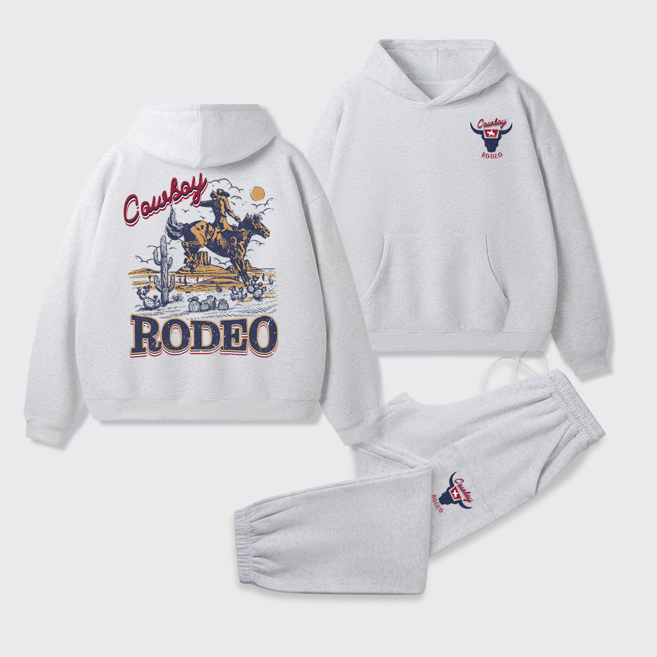 Vintage 90s Rodeo Western Cowboy Hoodie Set