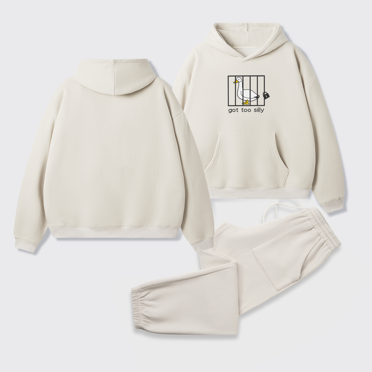 Got Too Silly Embroidered Fleece Hoodie Set