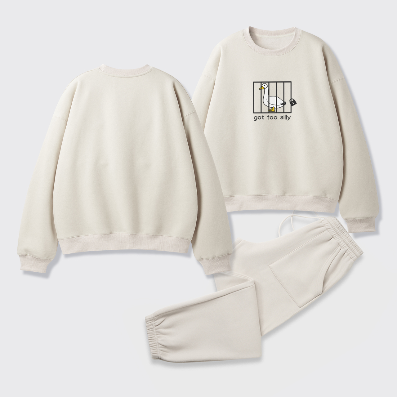 Got Too Silly Embroidered Fleece Sweatshirt Set