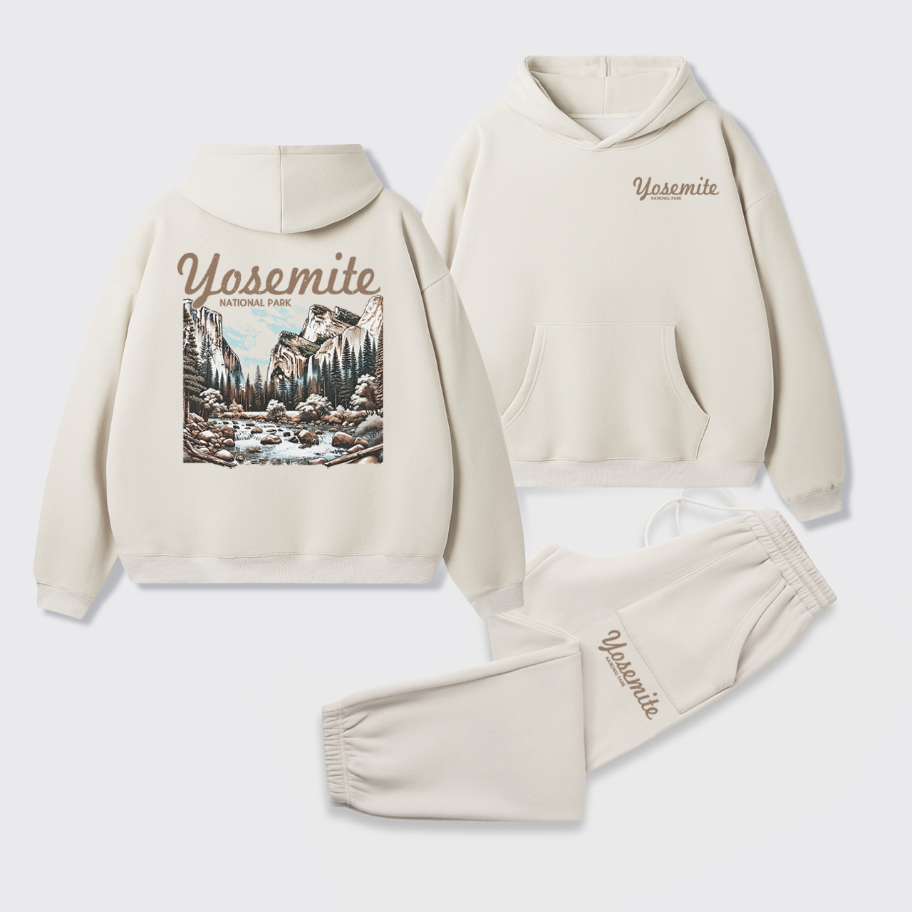 Vintage Yosemite National Park Fleece Hoodie Set