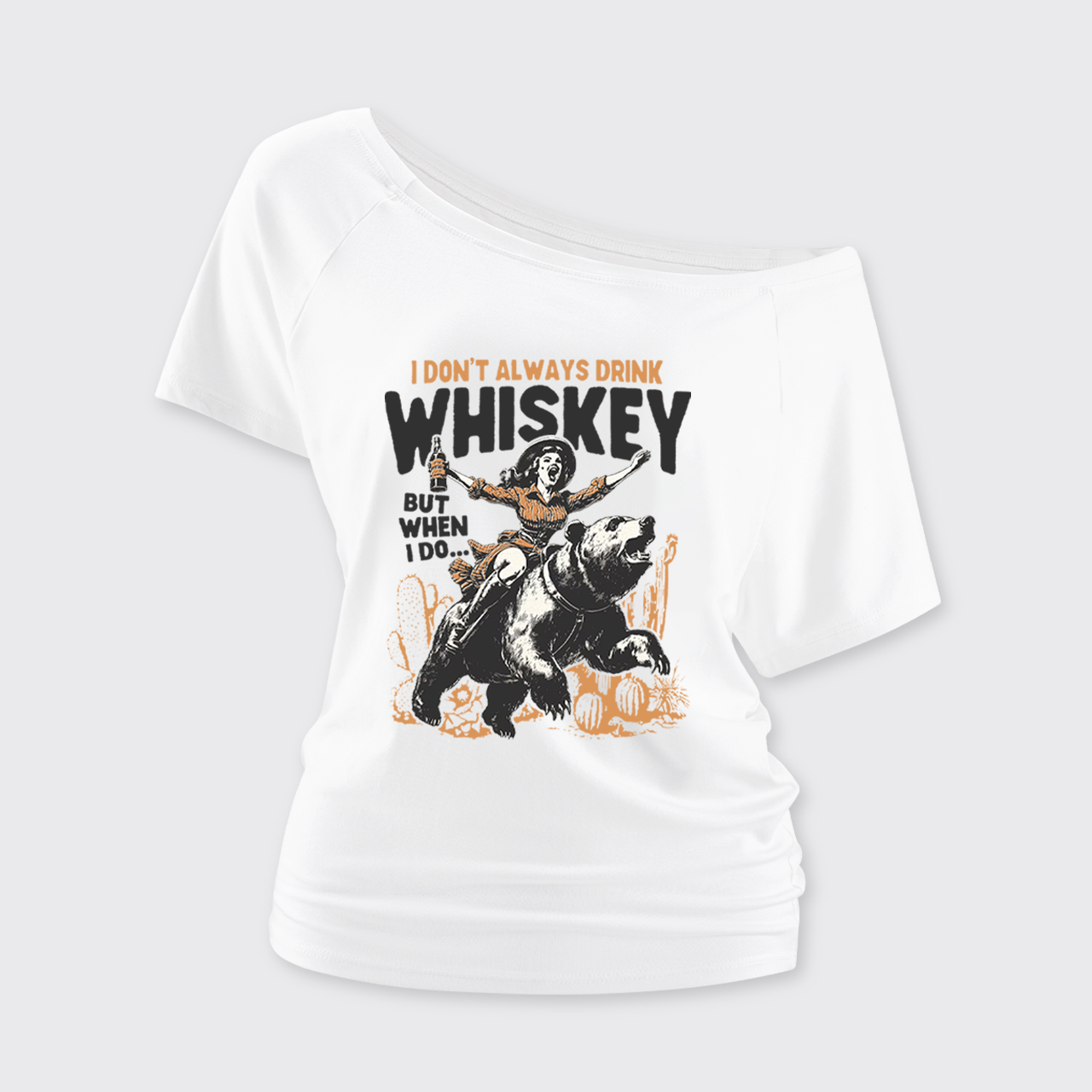 Funny Western Girl Whiskey Off Shoulder Top