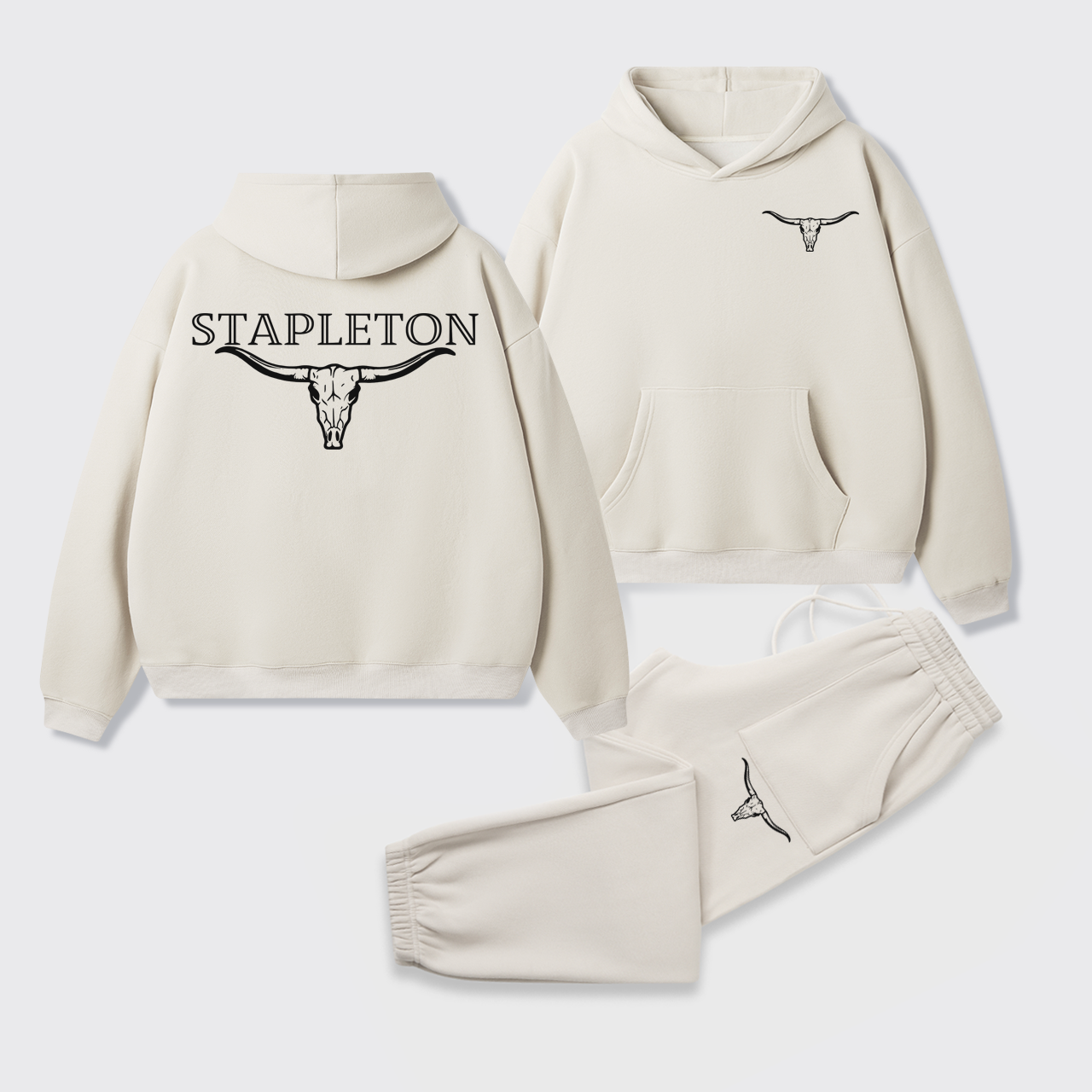 Cow Bull Fleece Hoodie Set