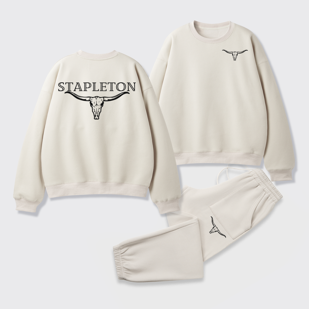 Cow Bull Fleece Sweatshirt Set