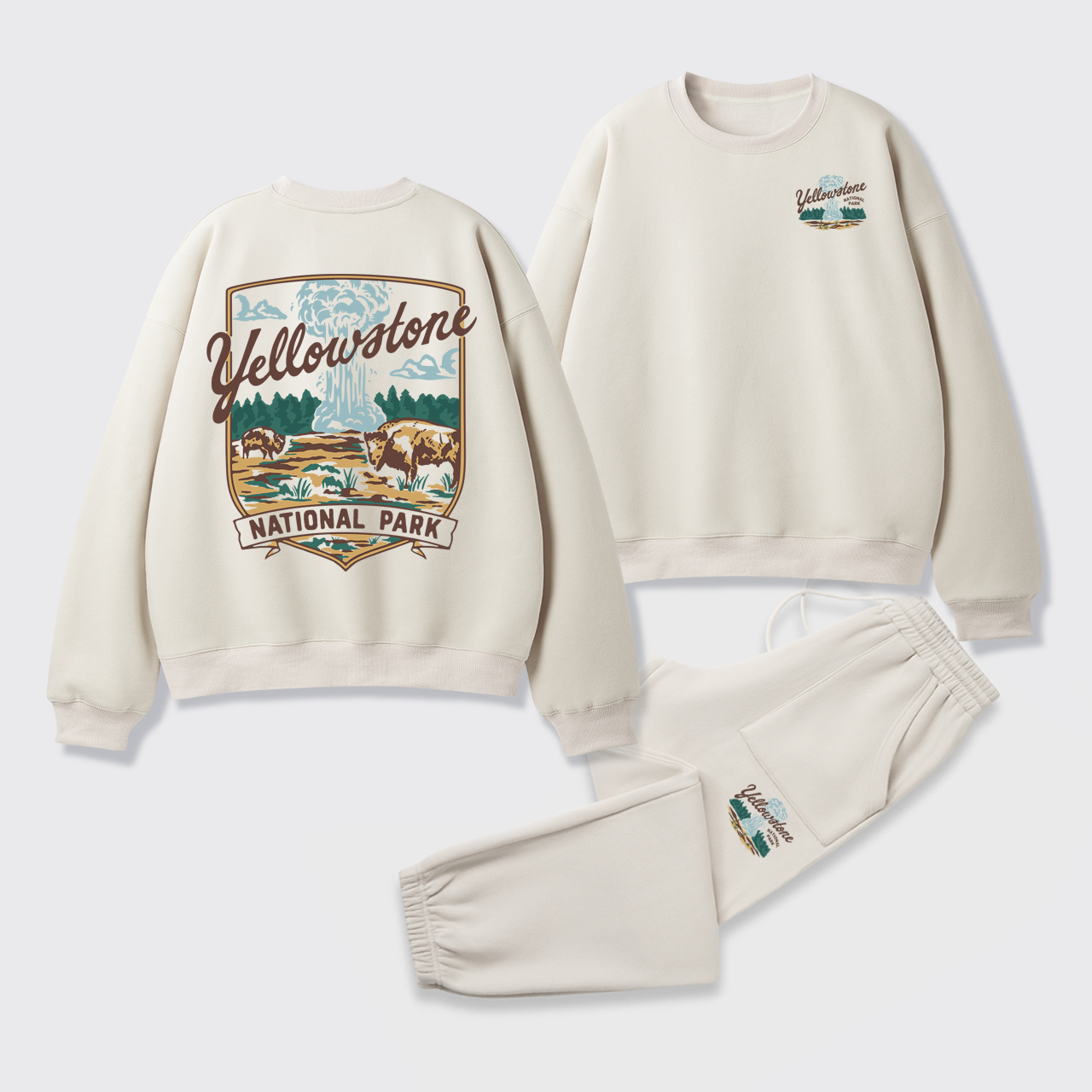 Yellowstone Vintage Illustration Fleece Sweatshirt Set