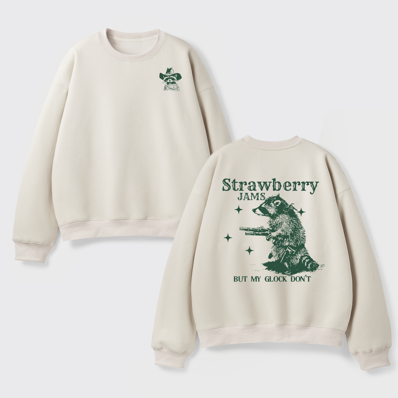 Snarky Sayings-Strawberry Jams But My Glock Don't Fleece Sweatshirt