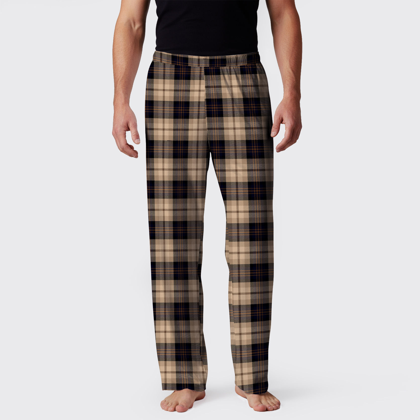 Beige Plaid Pajama Pants