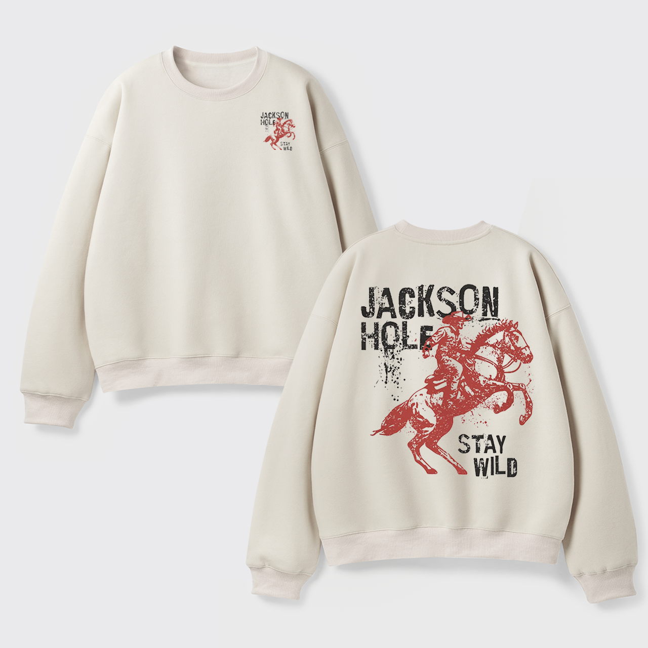 Retro Western Wildflower Wild Horses Fleece Sweatshirt