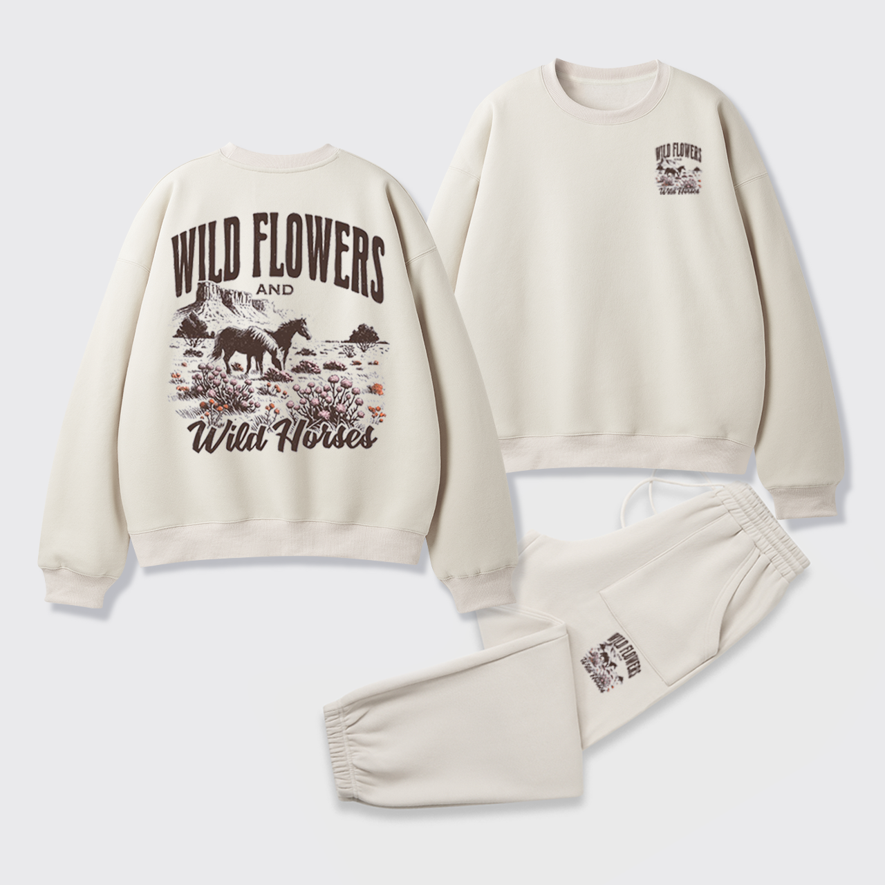 Western Stay Wild Fleece Sweatshirt Set