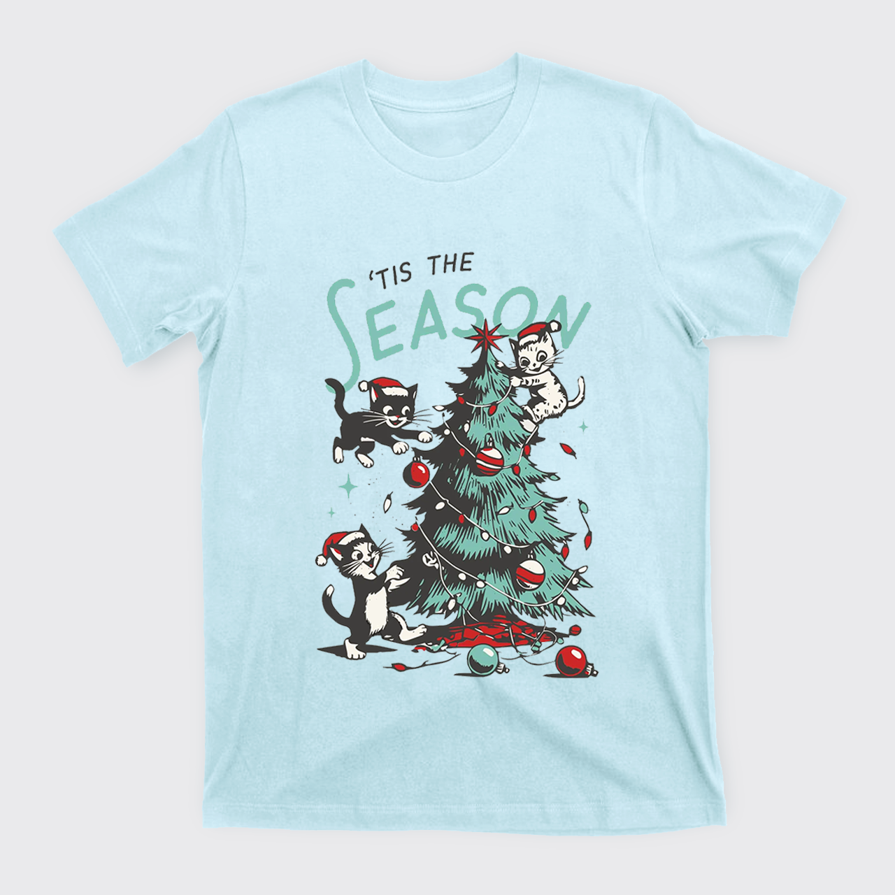 Cats Messing with Christmas Tree T-Shirts