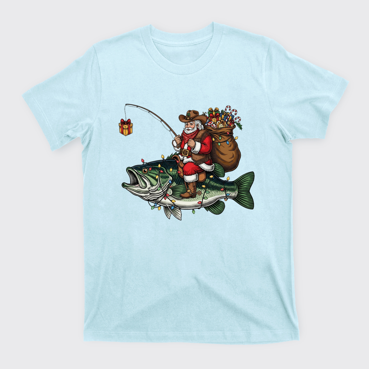 Fishing Santa Christmas Bass Fish T-Shirts