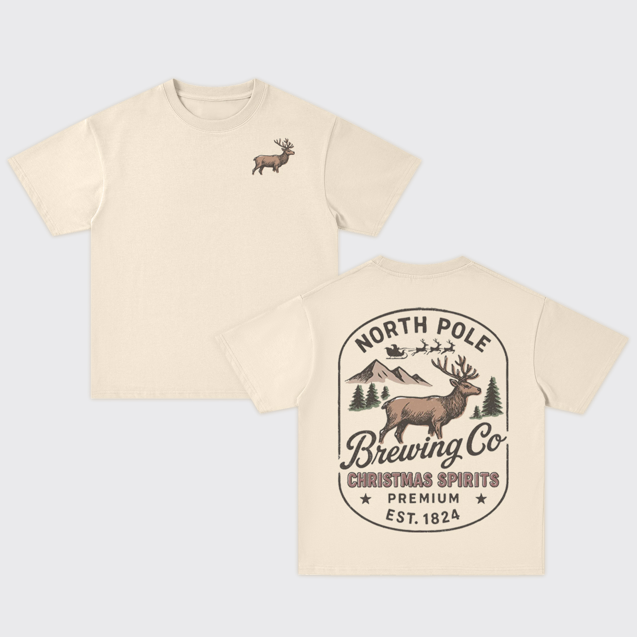 Reindeer Beer Christmas Oversize T-Shirts