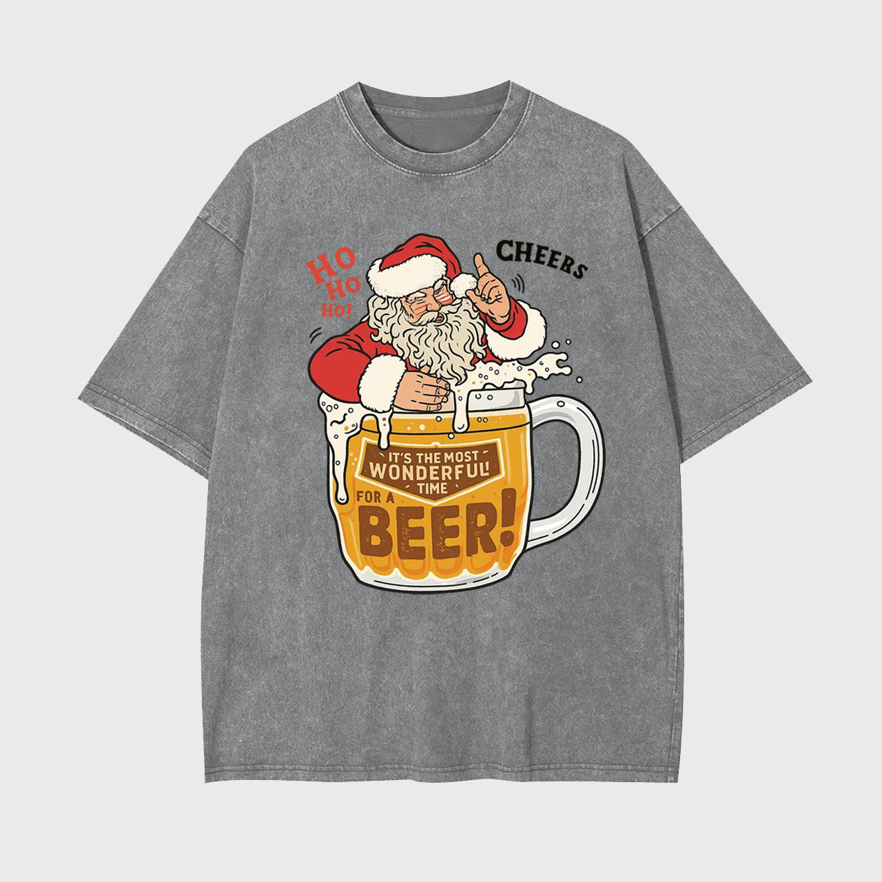 Funny Santa With Beer Garment-dye Tees