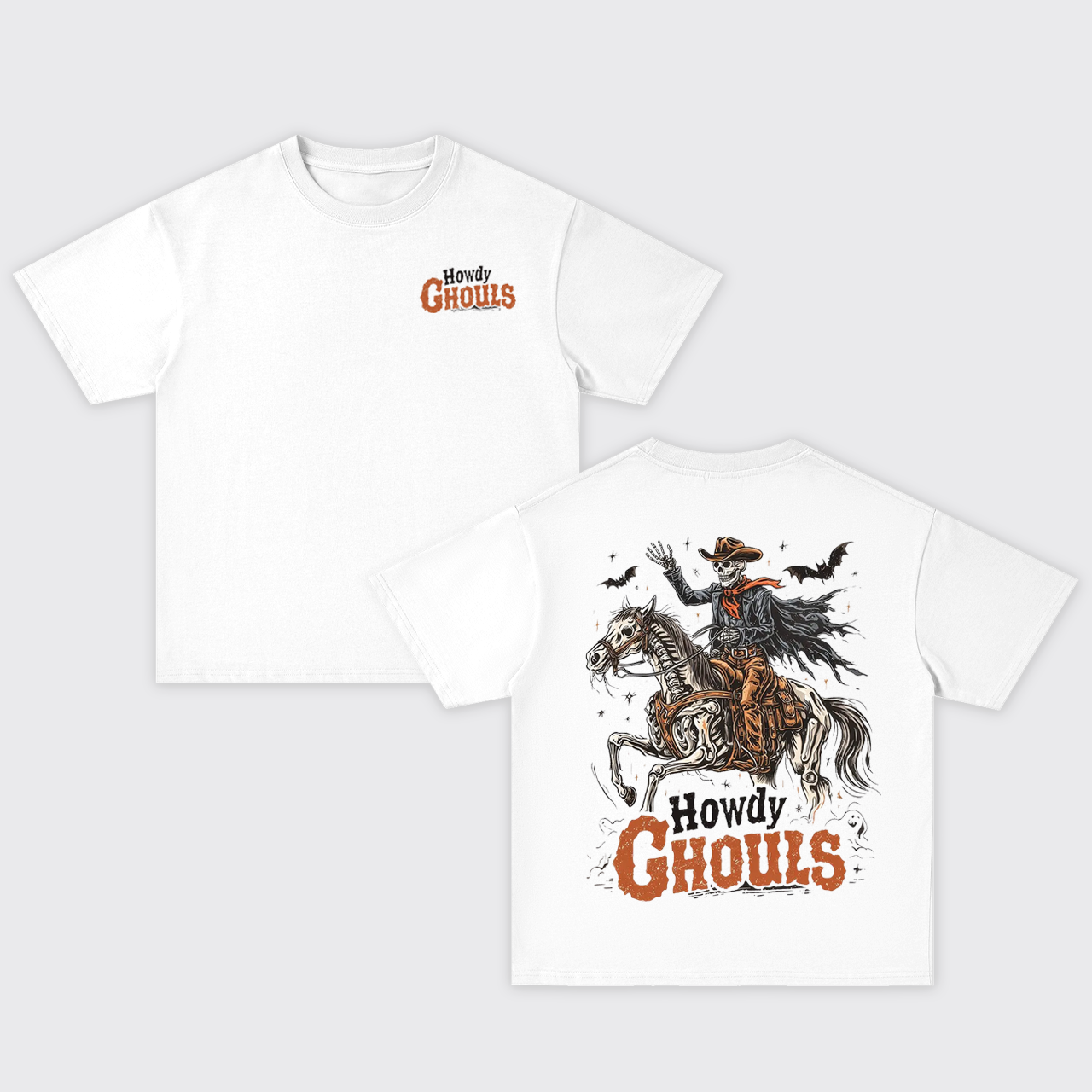 Howdy Ghouls Halloween Cowboy Skeleton Oversize T-Shirts