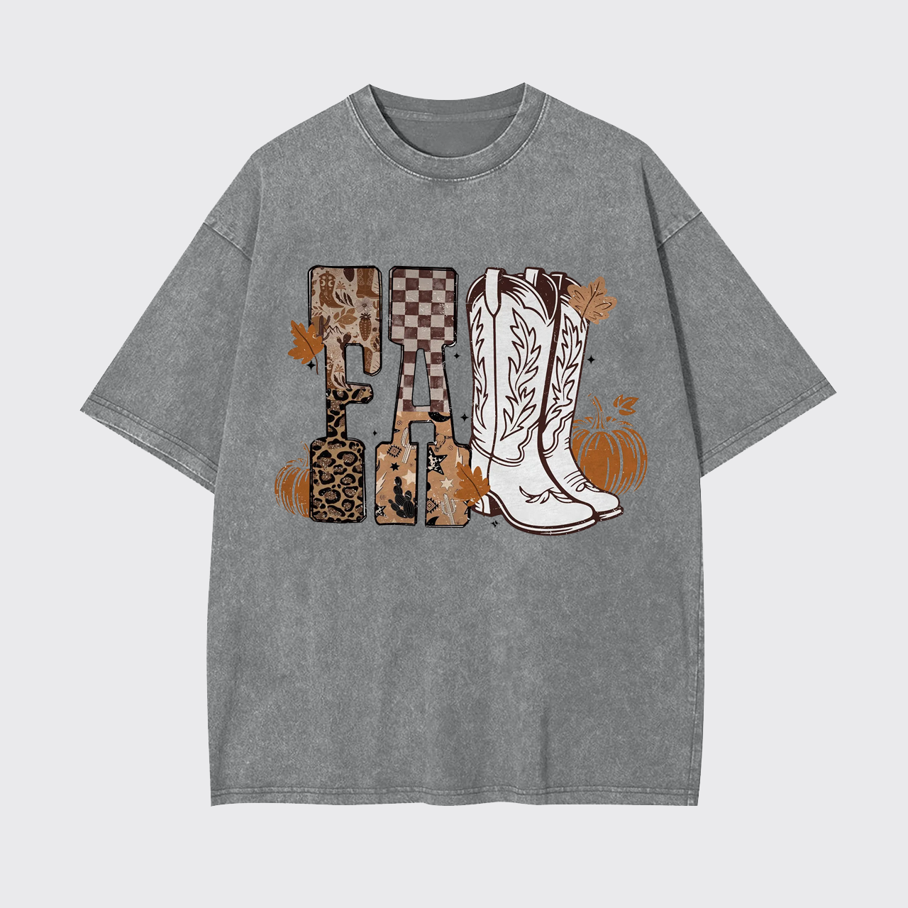 Western Cowgirl Boots Fall Garment-dye Tees