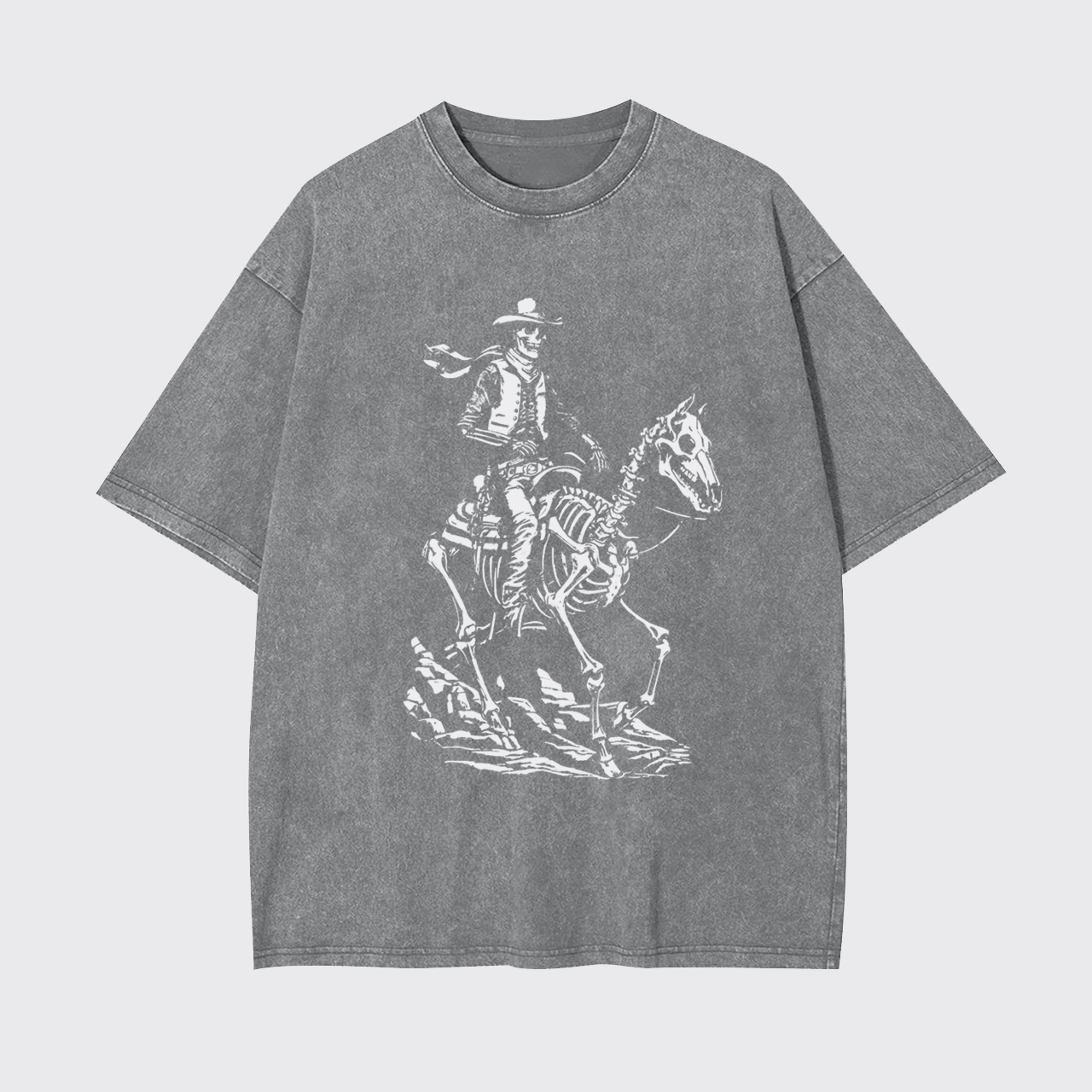 Skeleton Cowboy on Skeleton Horse Garment-dye Tees
