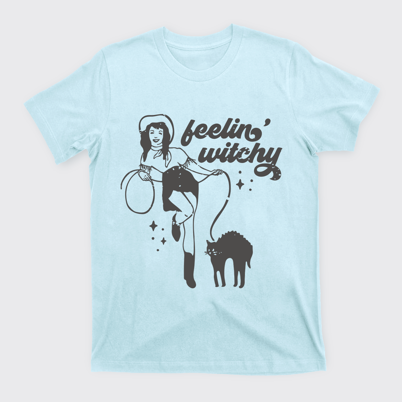 Feeling Witchy Cowgirl Cat Halloween T-Shirts