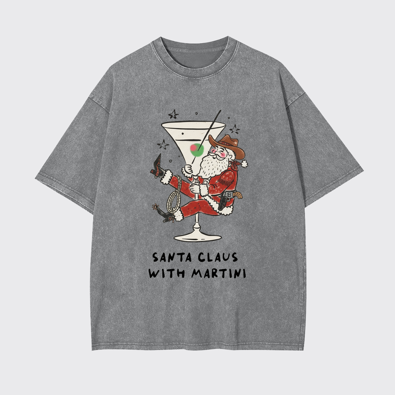 Santa Claus with Martini Garment-dye Tees