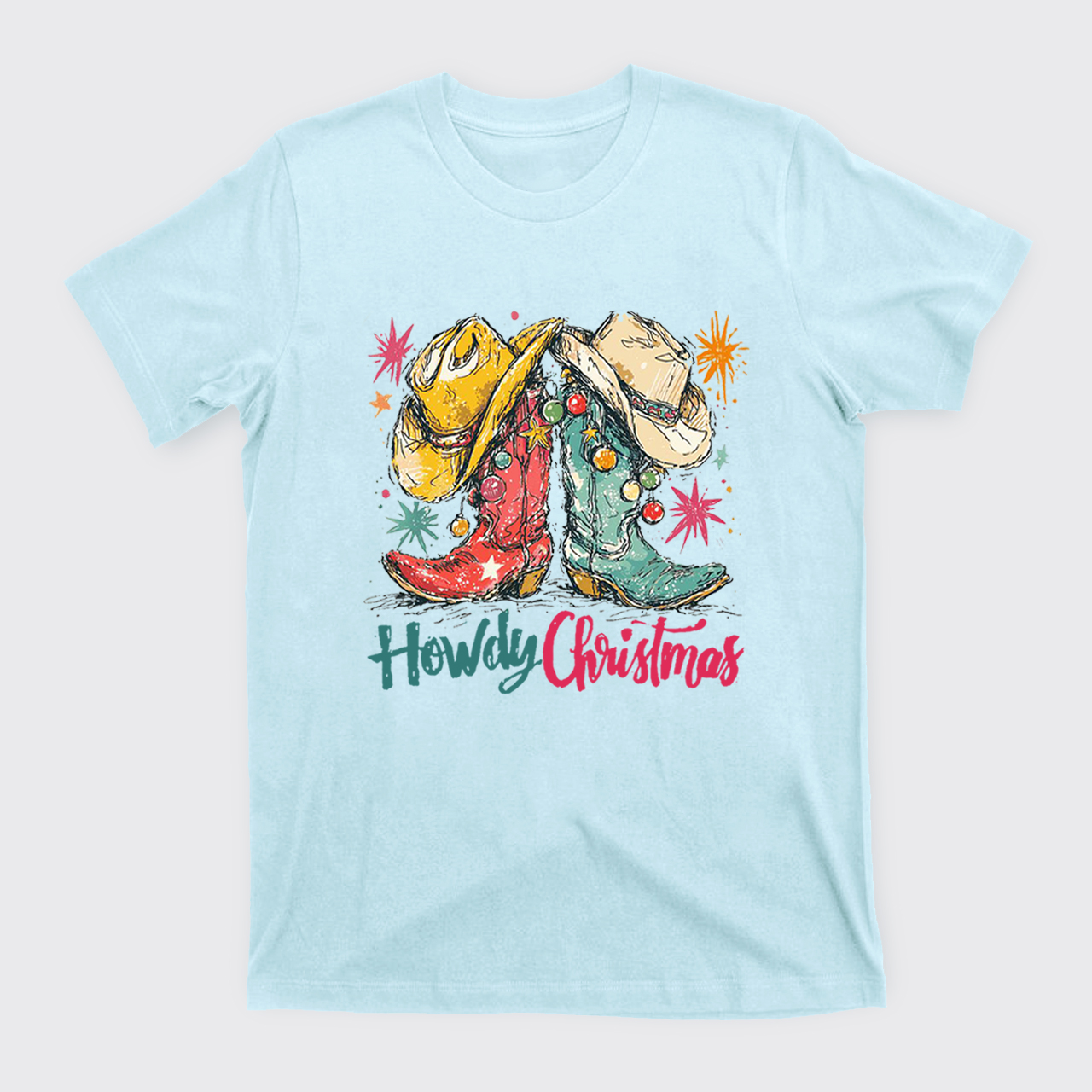 Howdy Christmas Western Cowboy Boot T-Shirts