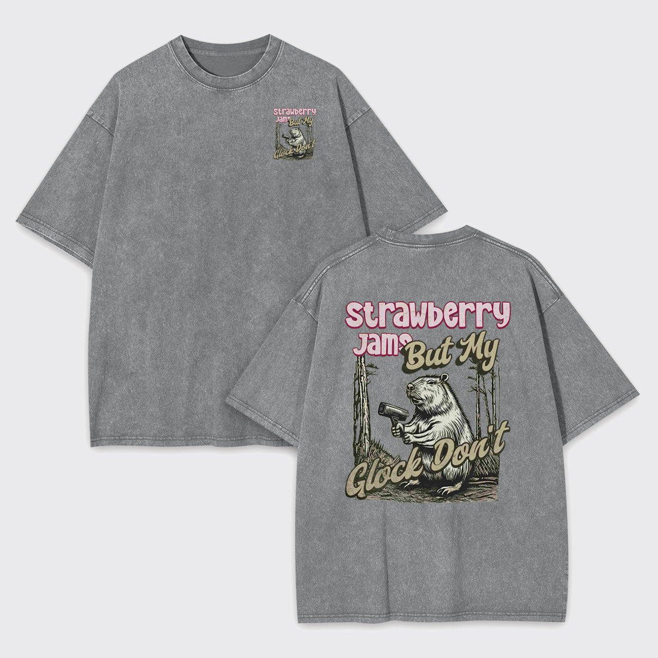 Funny Capybara-Strawberry Jams But My Don't Garment-dye Tees