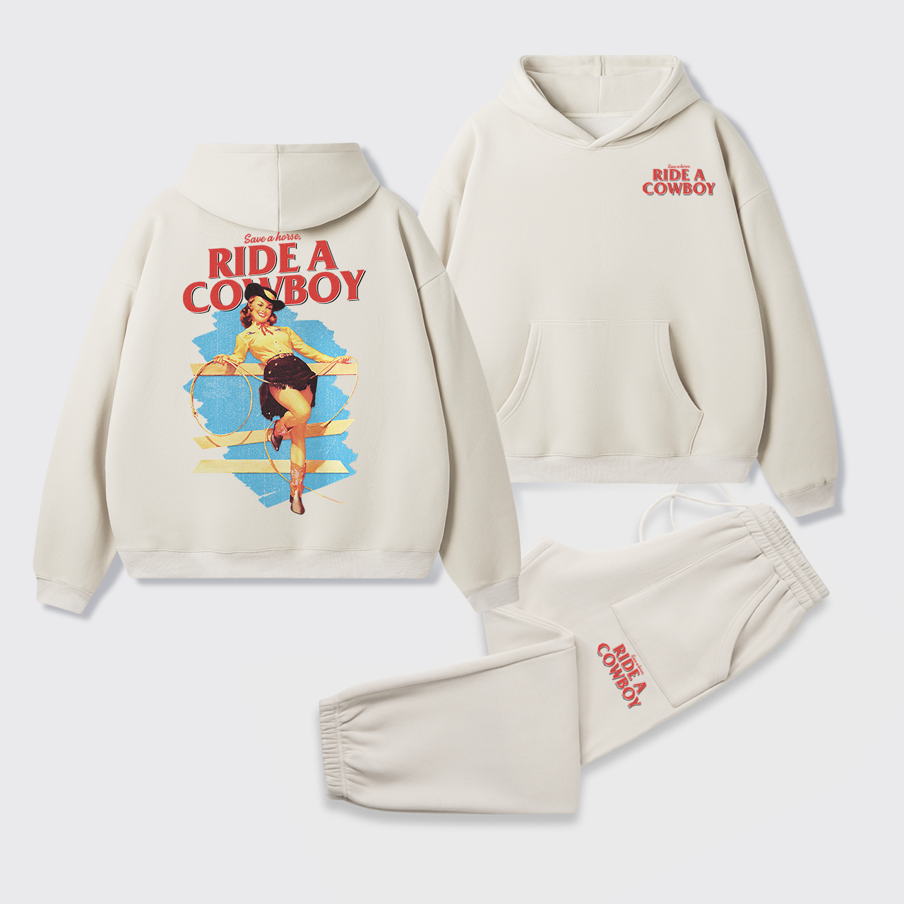 Fleece Save A Horse Ride A Cowboy Hoodie Set