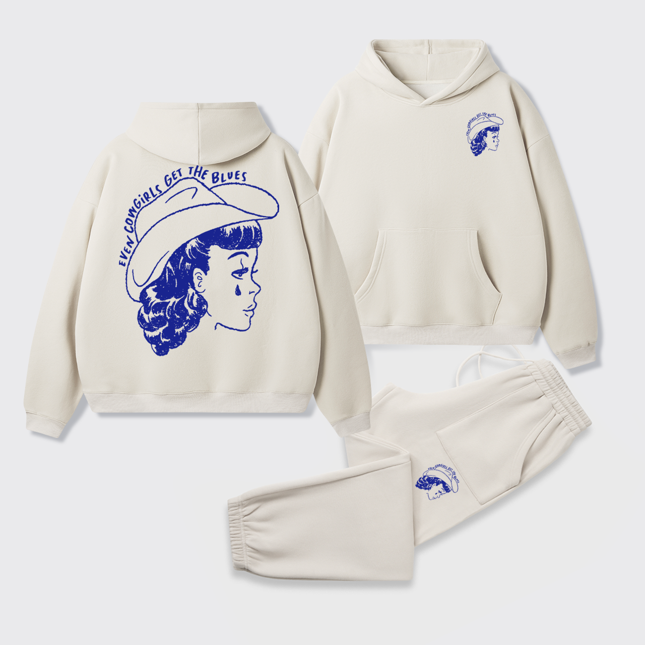 Fleece Even Cowgirls Get The Blues Hoodie Set