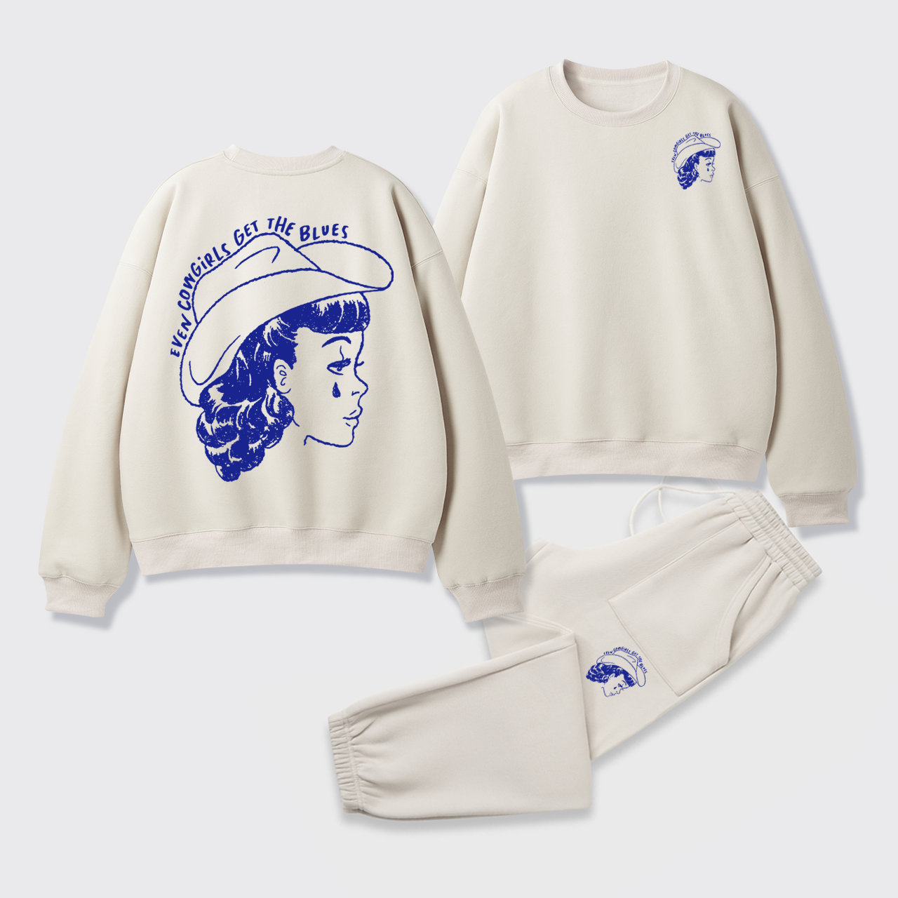 Fleece Even Cowgirls Get The Blues Sweatshirt Set