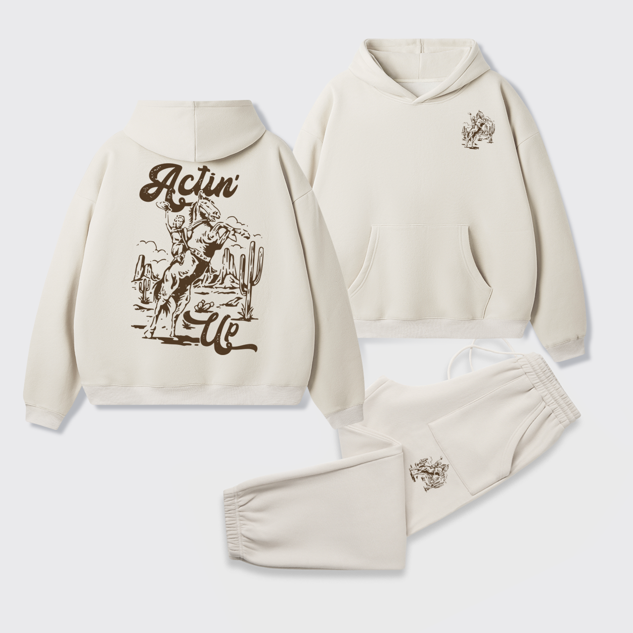 Fleece Hold Your Horses Hoodie Set