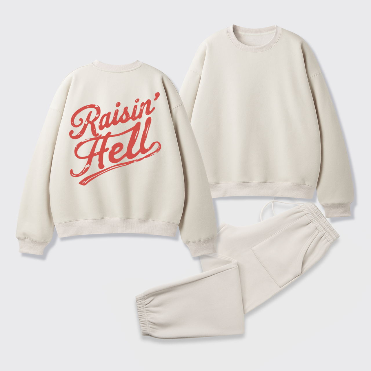 Fleece Vintage Humor Raisin Hell Sweatshirt Set