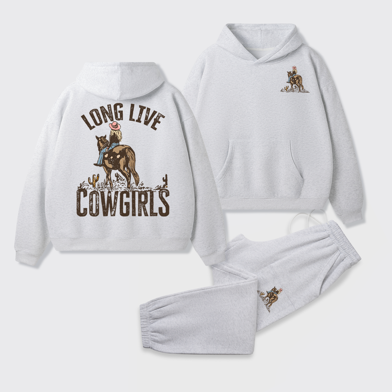 Fleece Long Live Cowgirls Hoodie Set