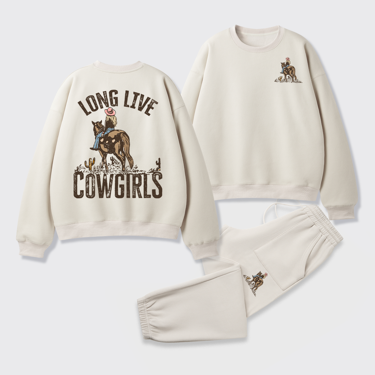 Fleece Long Live Cowgirls Sweatshirt Set
