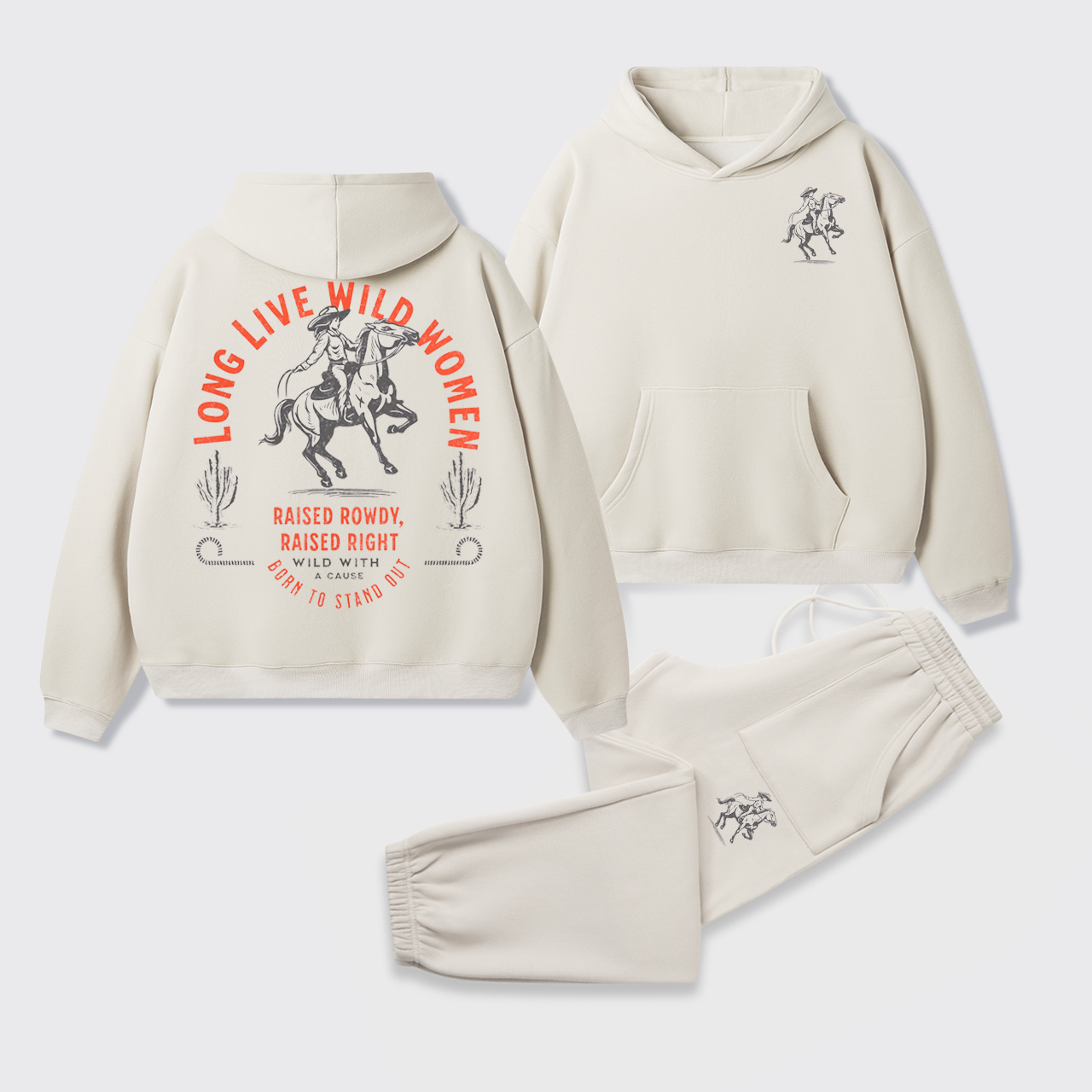 Fleece Long Live Wild Women Hoodie Set
